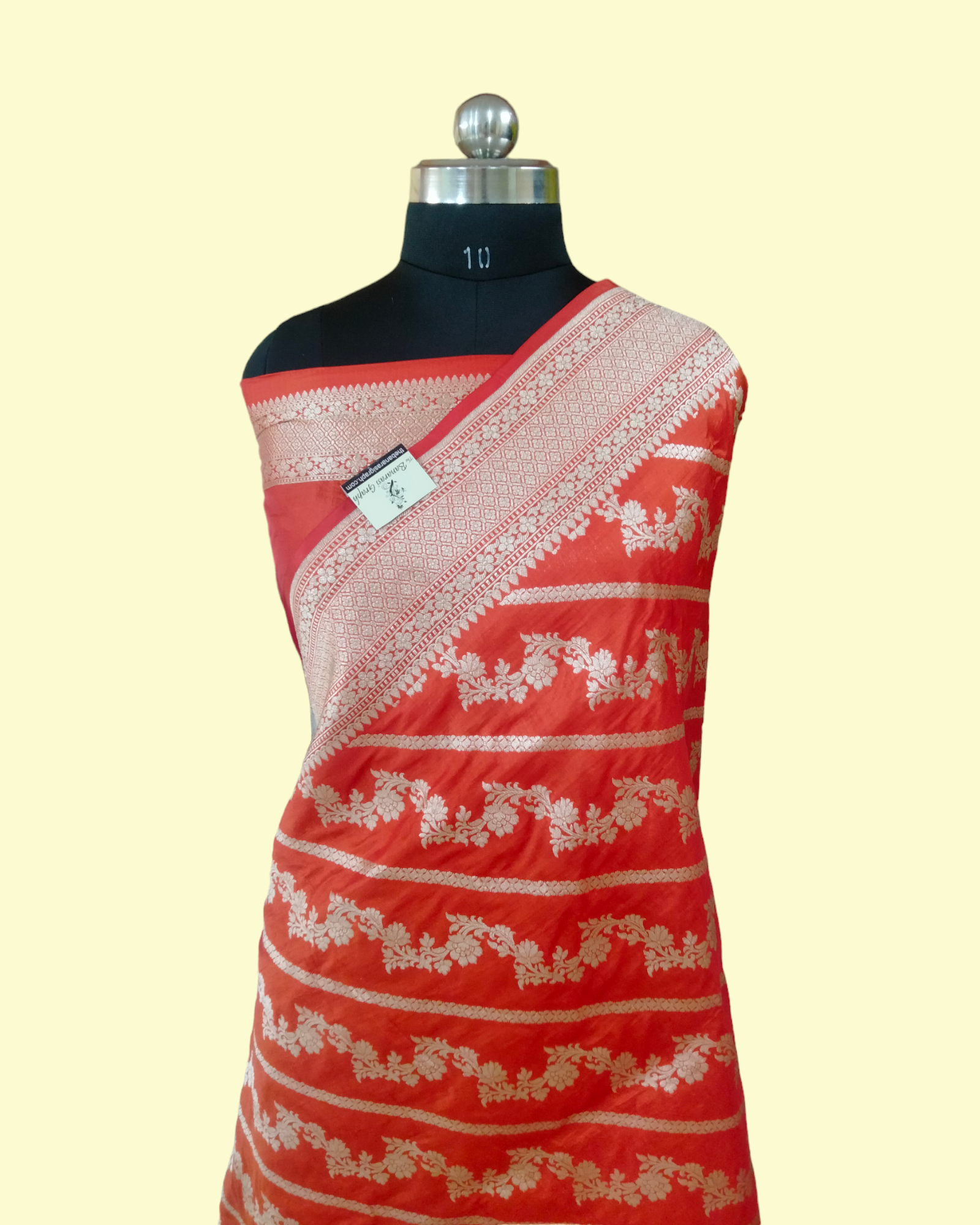 Orange Pure Katan Handloom Silk - Jaal Work Banarasi Saree