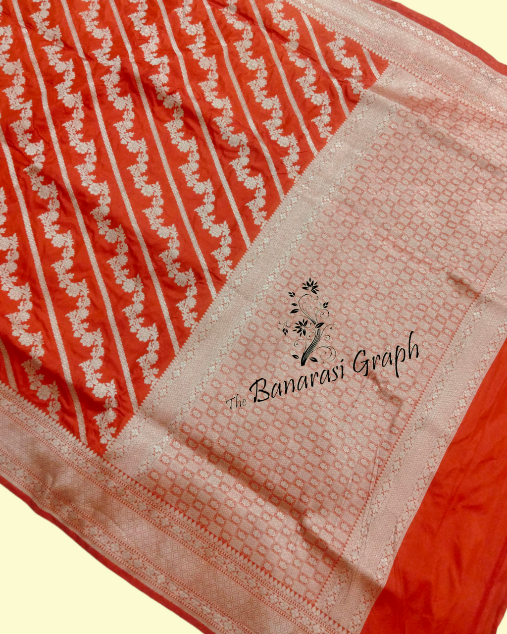 Orange Pure Katan Handloom Silk - Jaal Work Banarasi Saree