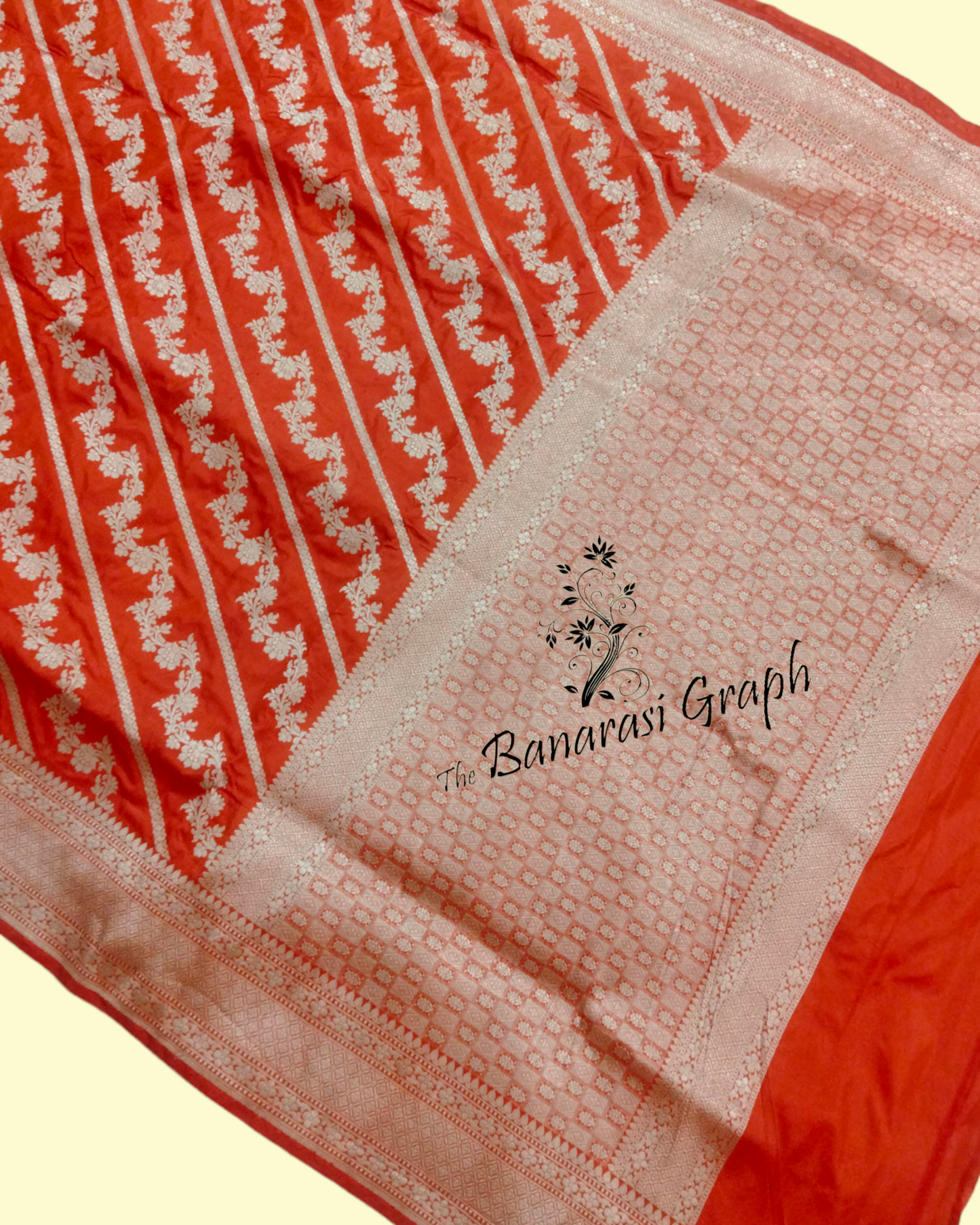 Orange Pure Katan Handloom Silk Uppada - Jaal Work Banarasi Saree