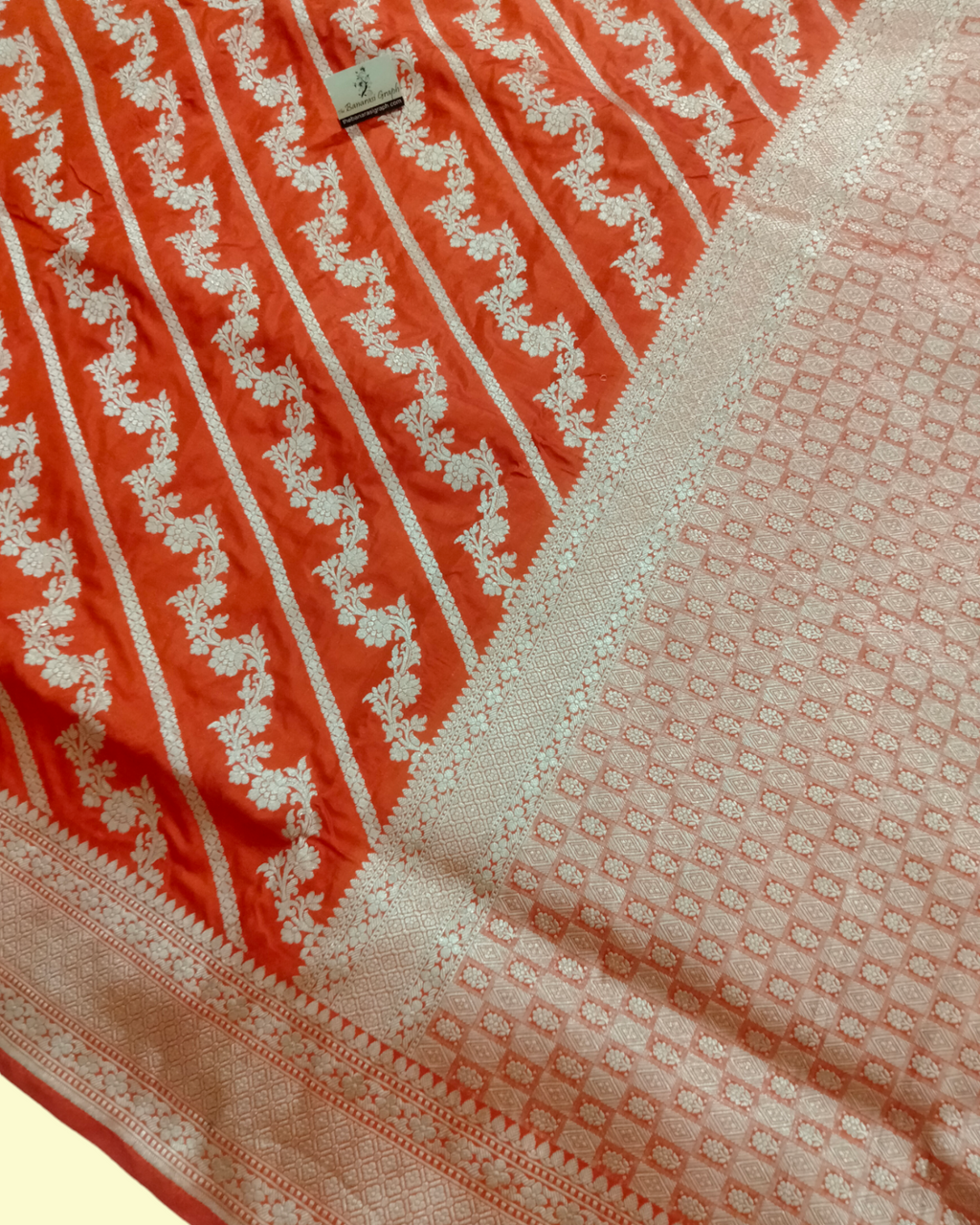 Orange Pure Katan Handloom Silk - Jaal Work Banarasi Saree