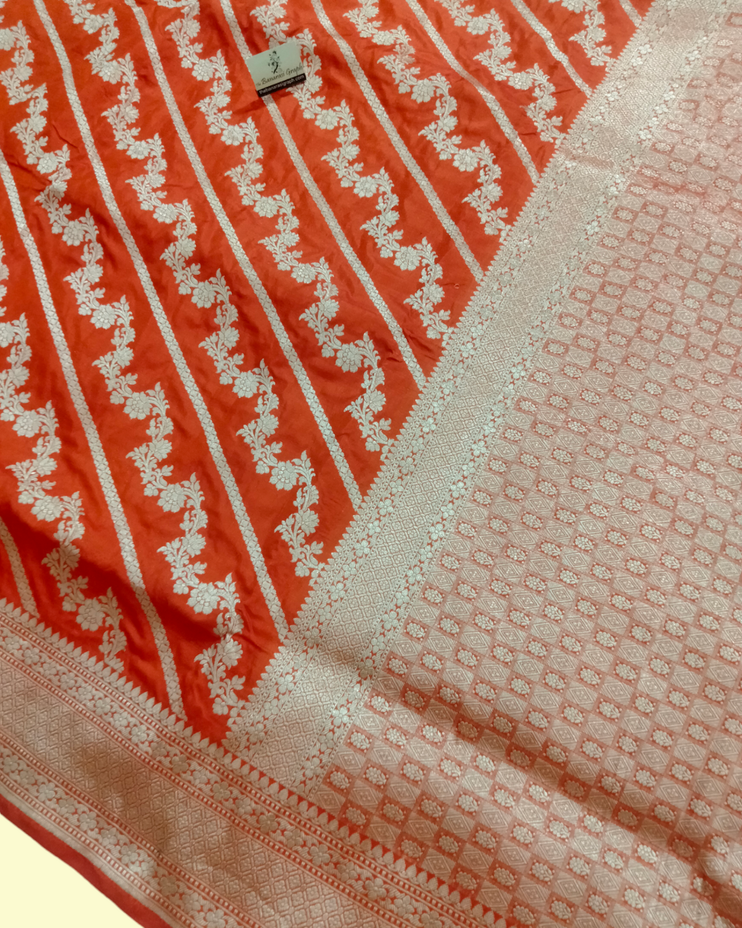 Orange Pure Katan Handloom Silk Uppada - Jaal Work Banarasi Saree