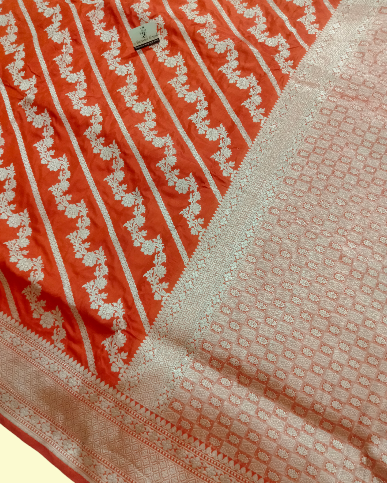 Orange Pure Katan Handloom Silk - Jaal Work Banarasi Saree