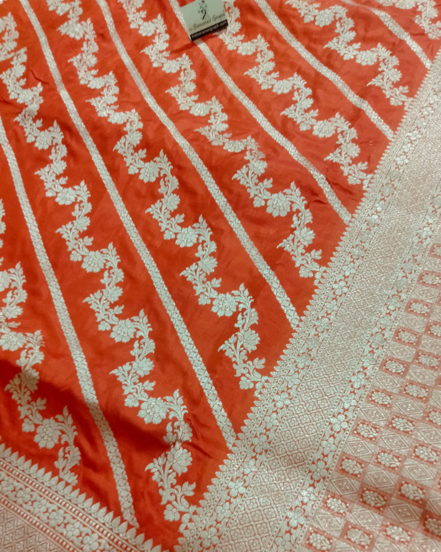 Orange Pure Katan Handloom Silk Uppada - Jaal Work Banarasi Saree