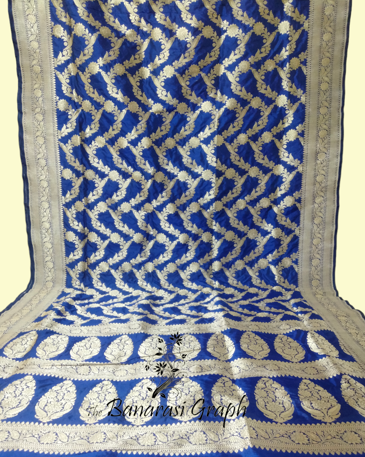 Royal Blue Pure Katan Handloom Silk Uppada - All over Jaal Work Banarasi Saree