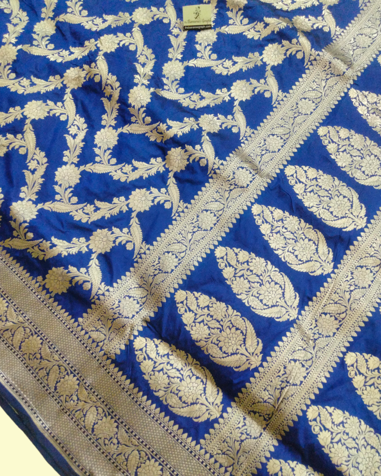 Royal Blue Pure Katan Handloom Silk Uppada - All over Jaal Work Banarasi Saree