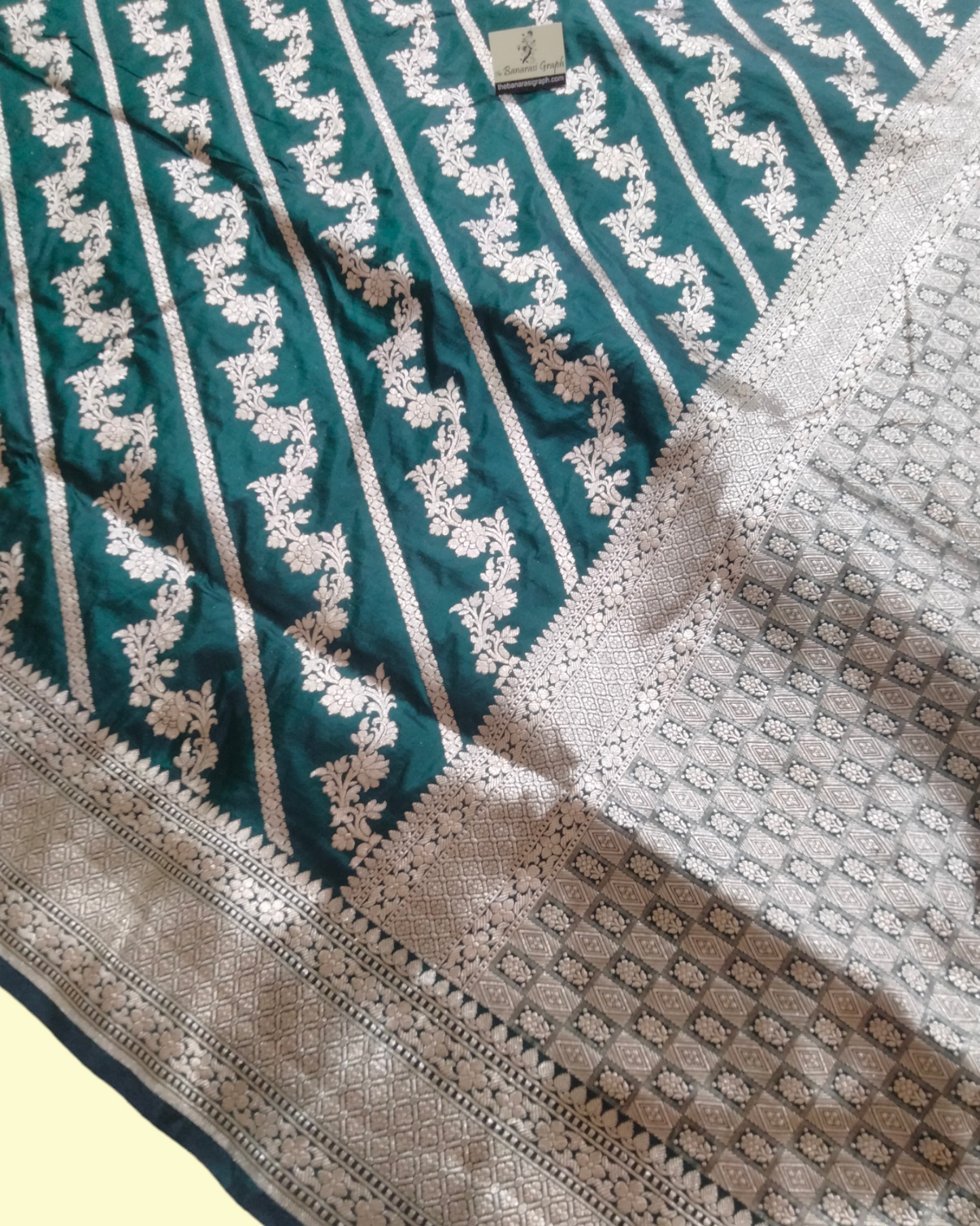 Dark Green Pure Katan Handloom Silk Uppada - Jaal Work Banarasi Saree