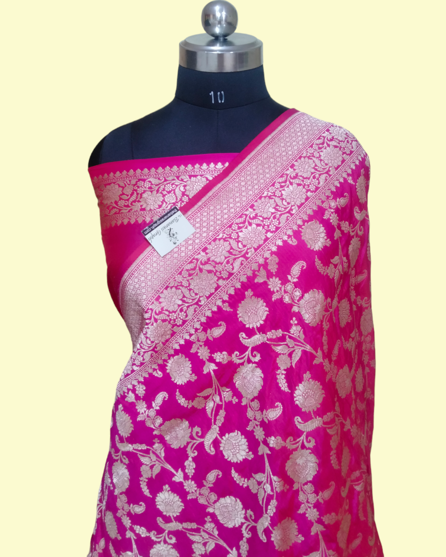 Hot Pink Pure Katan Handloom Silk Uppada - All over Jaal Work Banarasi Saree