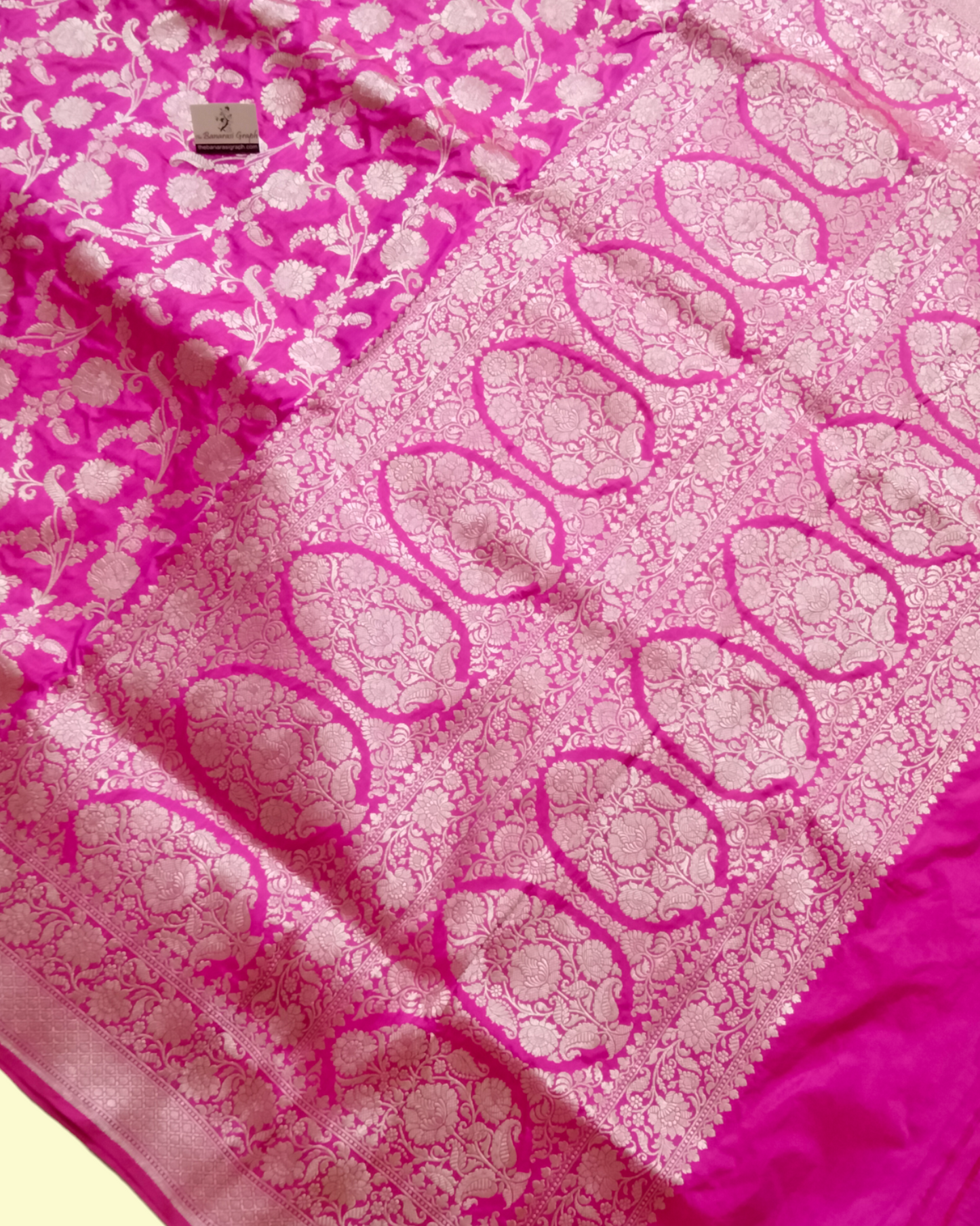 Hot Pink Pure Katan Handloom Silk Uppada - All over Jaal Work Banarasi Saree