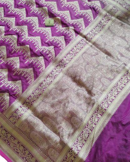 Baigni Pure Katan Handloom Silk Uppada - Jaal Work Banarasi Saree