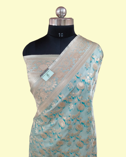 Pure Satin Katan Silk Banarasi Saree - All over Jaal Work