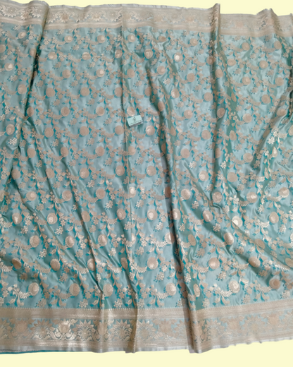 Pure Satin Katan Silk Banarasi Saree - All over Jaal Work