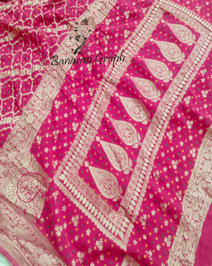 Pure Georgette Antique Zari - All Over Jaal Work with Bhandej Meenakari