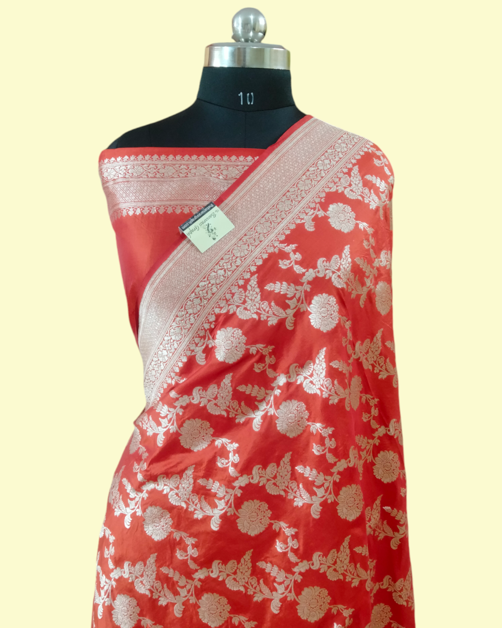Orange Pure Katan Handloom Silk - All over Jaal Work Banarasi Saree