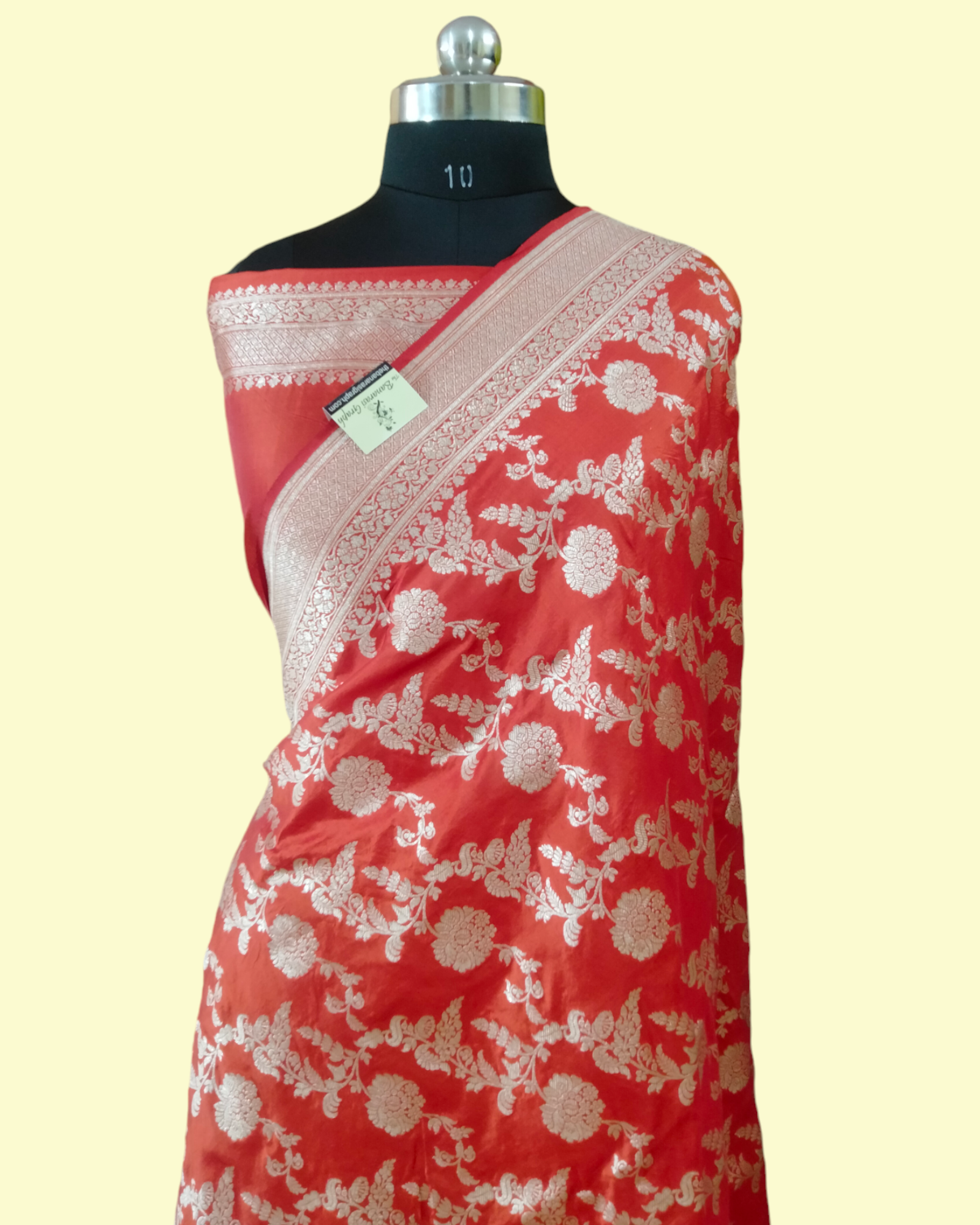 Orange Pure Katan Handloom Silk - All over Jaal Work Banarasi Saree