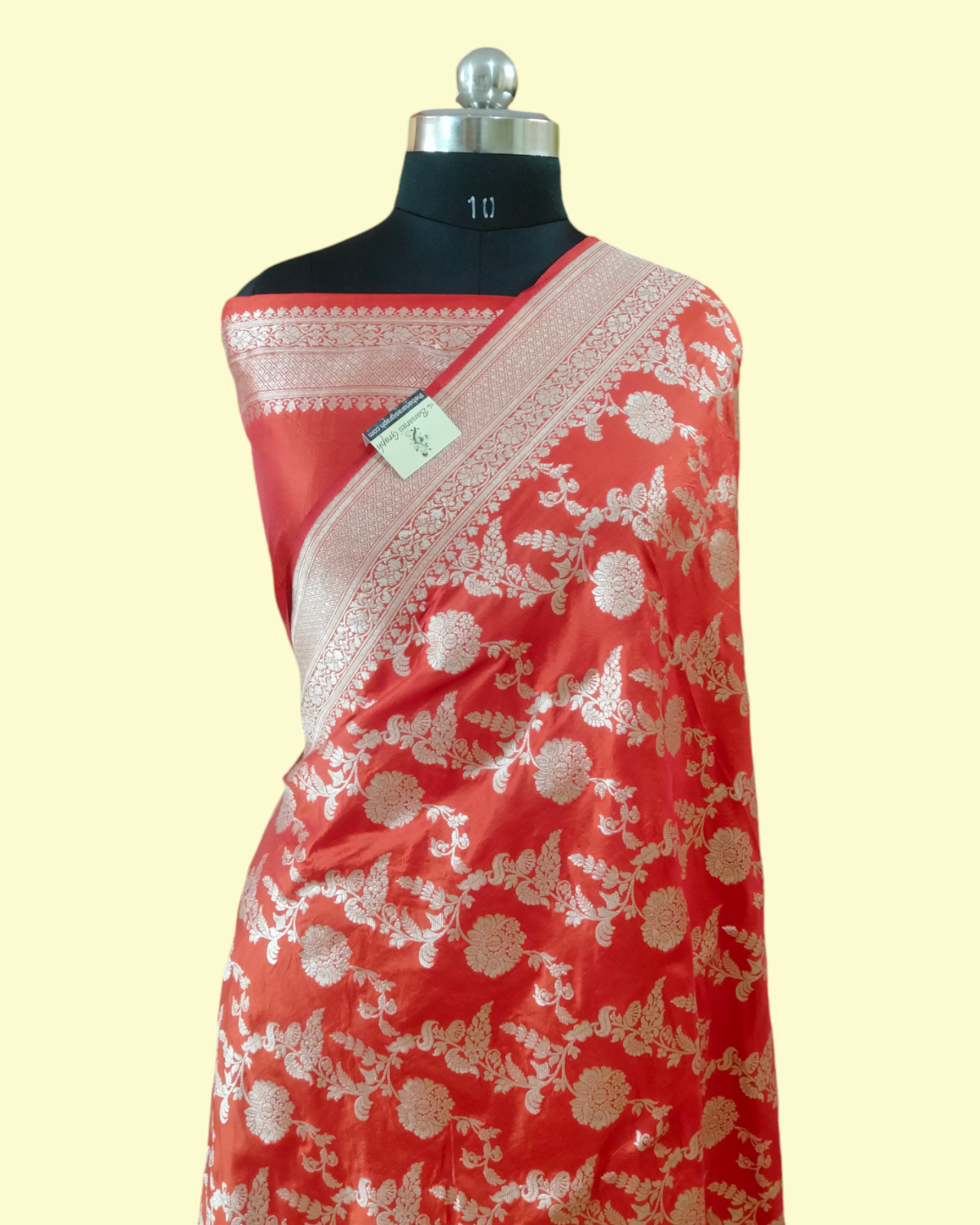 Orange Pure Katan Handloom Silk - All over Jaal Work Banarasi Saree
