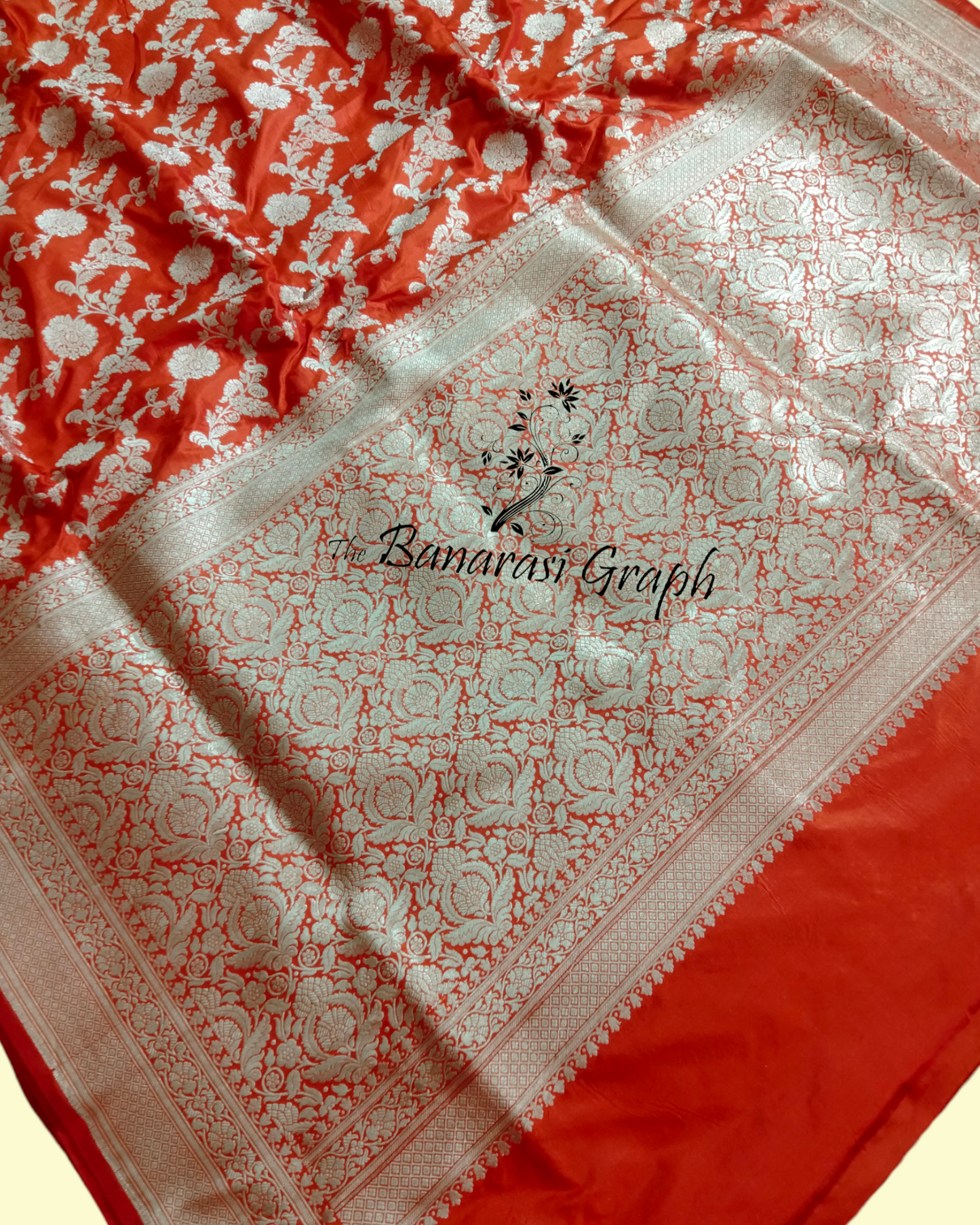 Orange Pure Katan Handloom Silk Uppada - All over Jaal Work Banarasi Saree