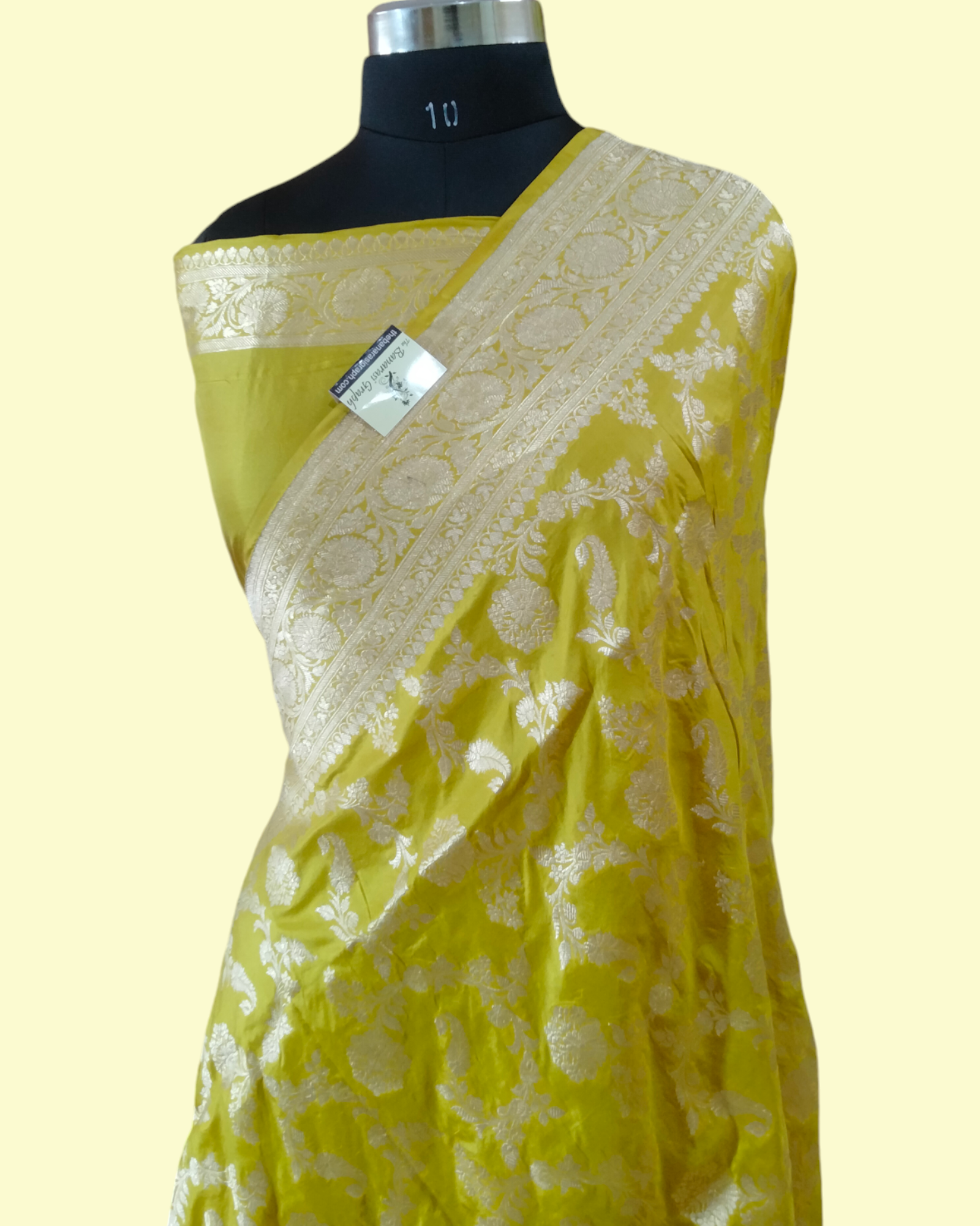 Yellow Pure Katan Handloom Silk  - All over Jaal Work Banarasi Saree