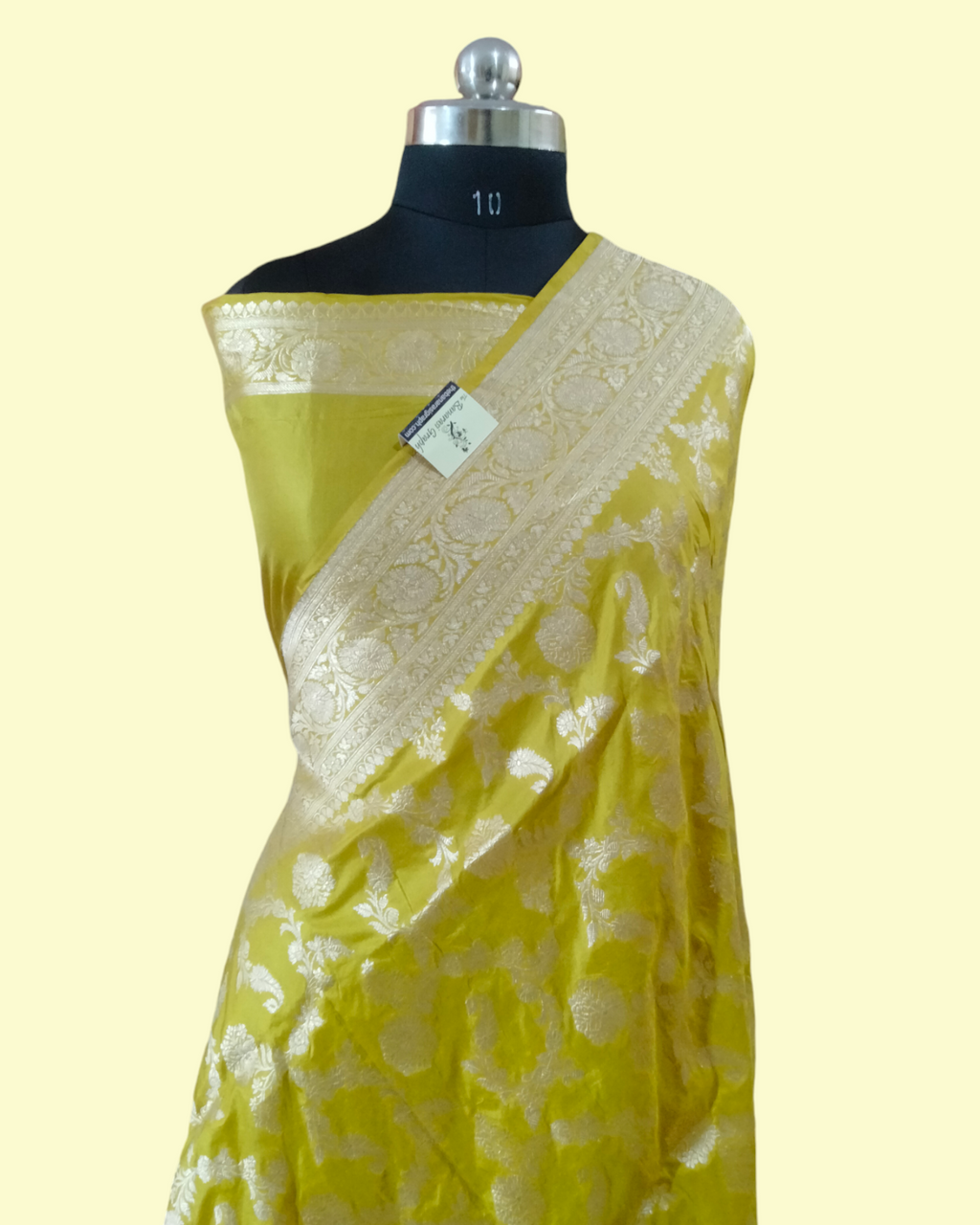 Yellow Pure Katan Handloom Silk  - All over Jaal Work Banarasi Saree