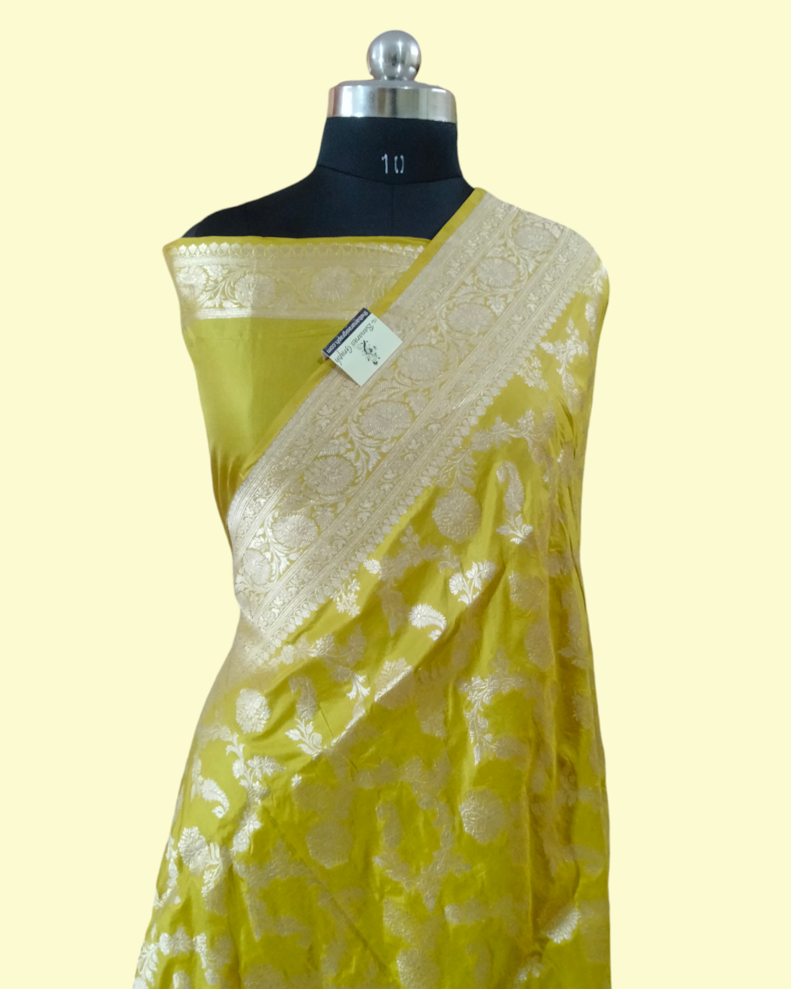 Yellow Pure Katan Handloom Silk  - All over Jaal Work Banarasi Saree