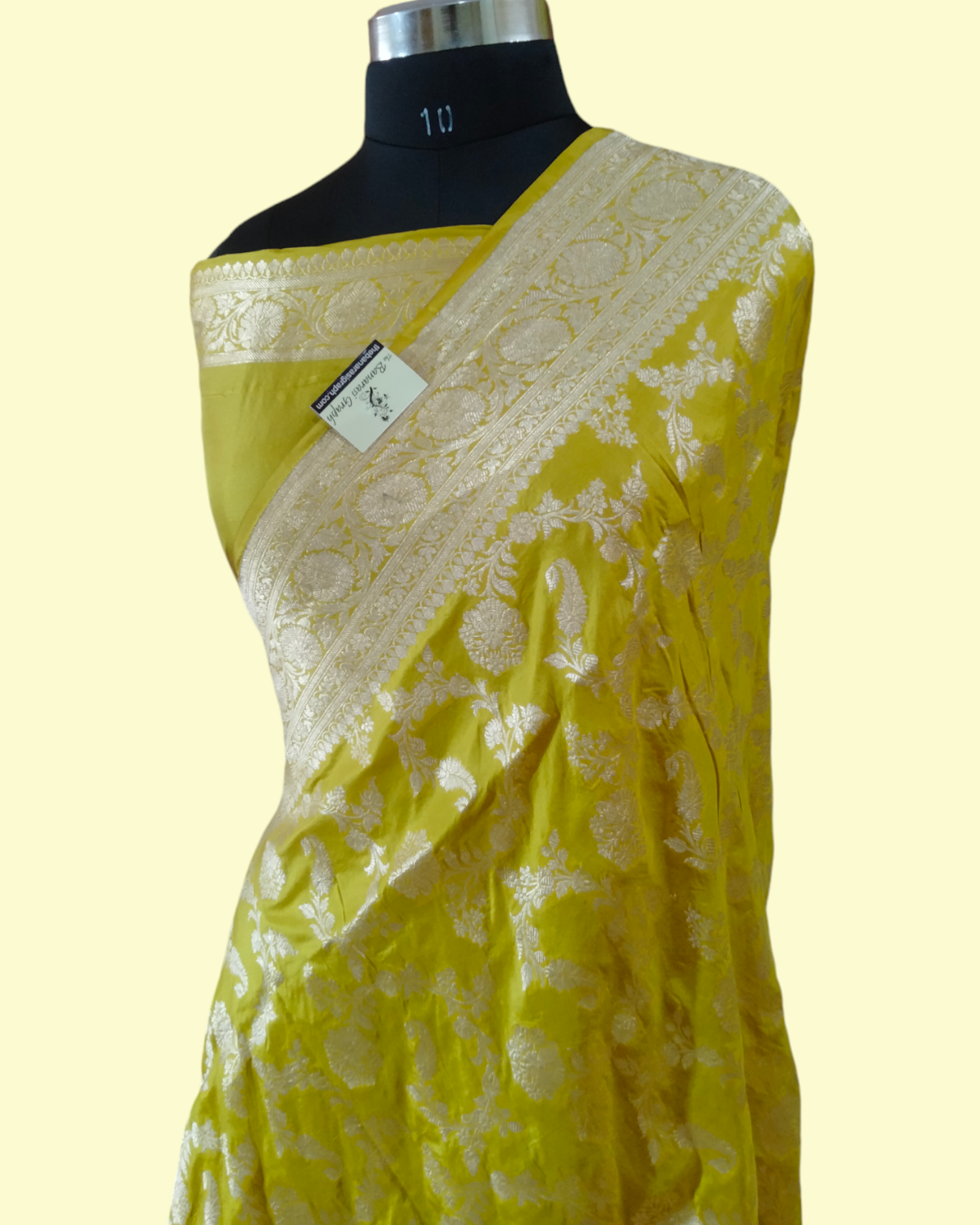 Yellow Pure Katan Handloom Silk  - All over Jaal Work Banarasi Saree