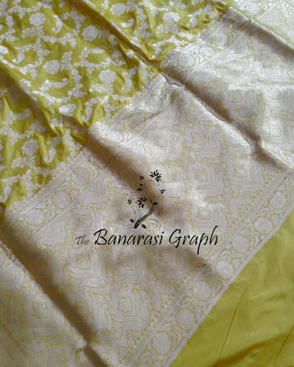 Yellow Pure KatanHandloom Silk Uppada - All over Jaal Work Banarasi Saree