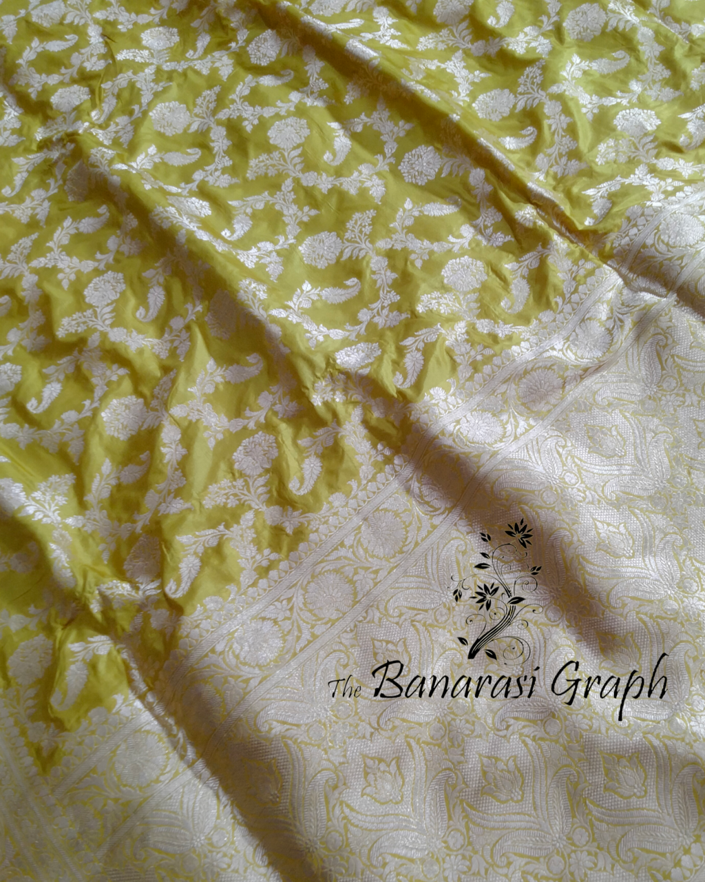 Yellow Pure Katan Handloom Silk  - All over Jaal Work Banarasi Saree