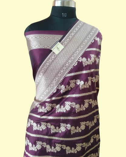 Baigni Pure Katan Handloom Silk Uppada - Jaal Work Banarasi Saree