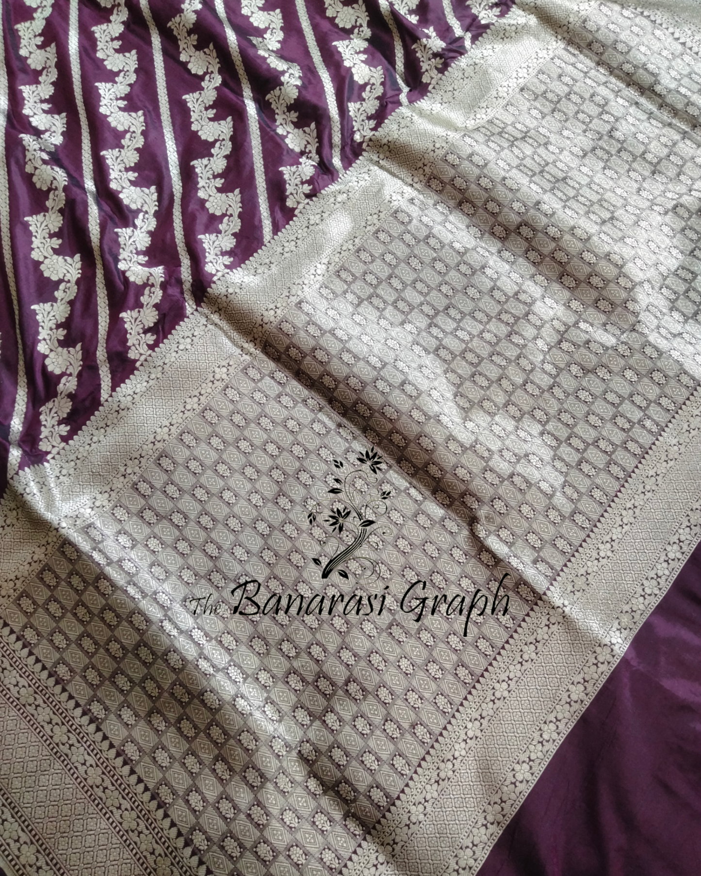 Baigni Pure Katan Handloom Silk Uppada - Jaal Work Banarasi Saree