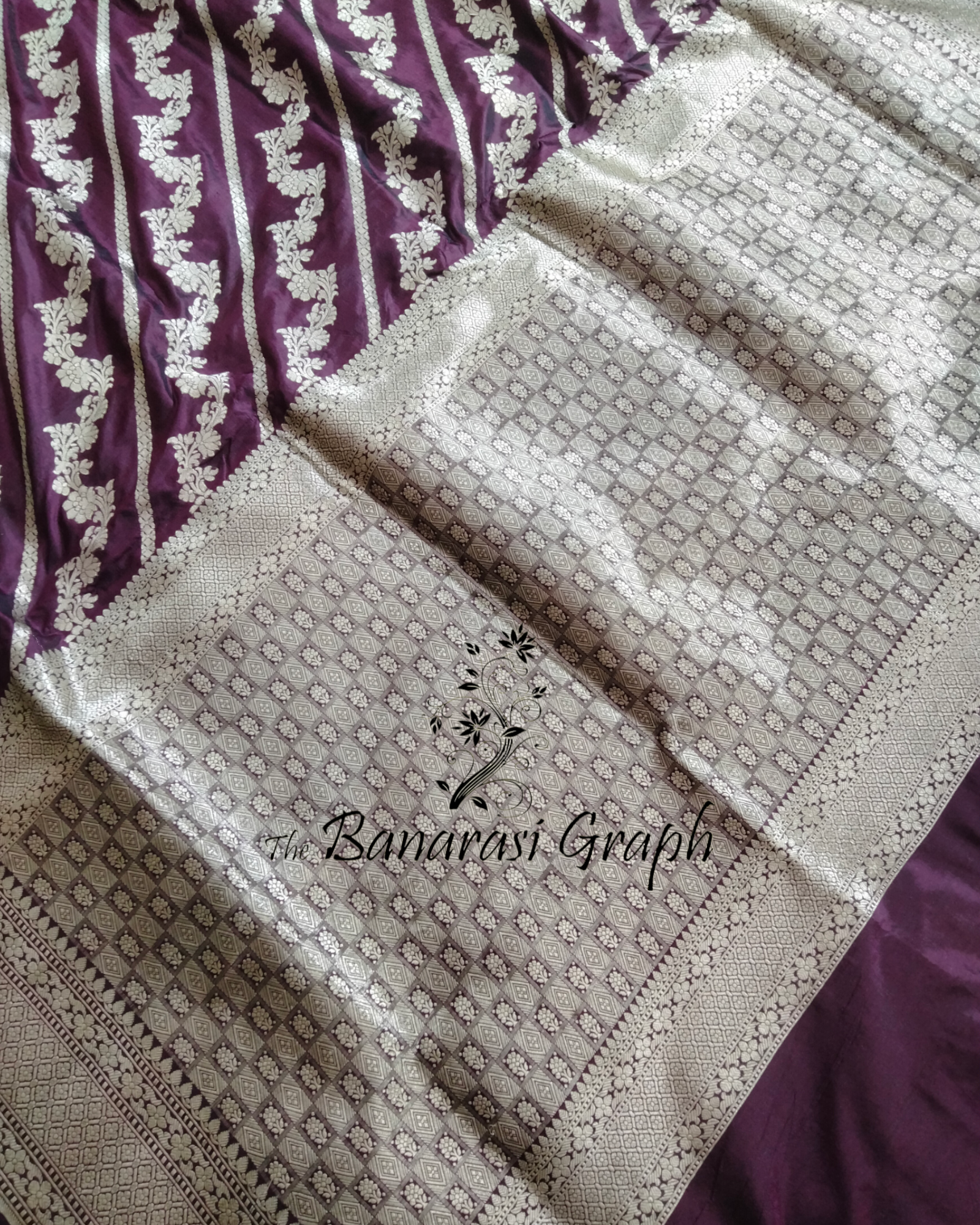 Magenta Pure Katan Handloom Silk - Jaal Work Banarasi Saree