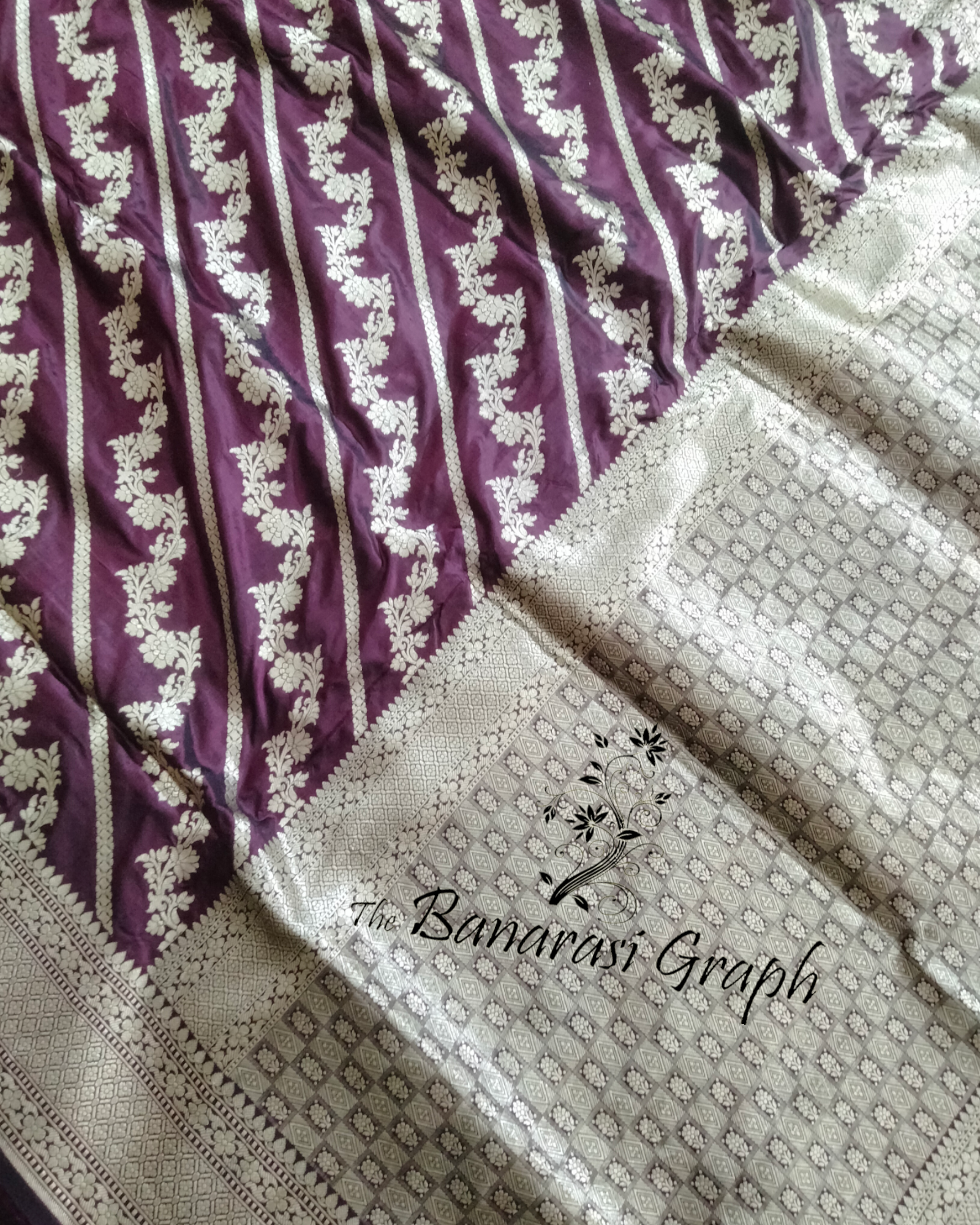 Magenta Pure Katan Handloom Silk - Jaal Work Banarasi Saree