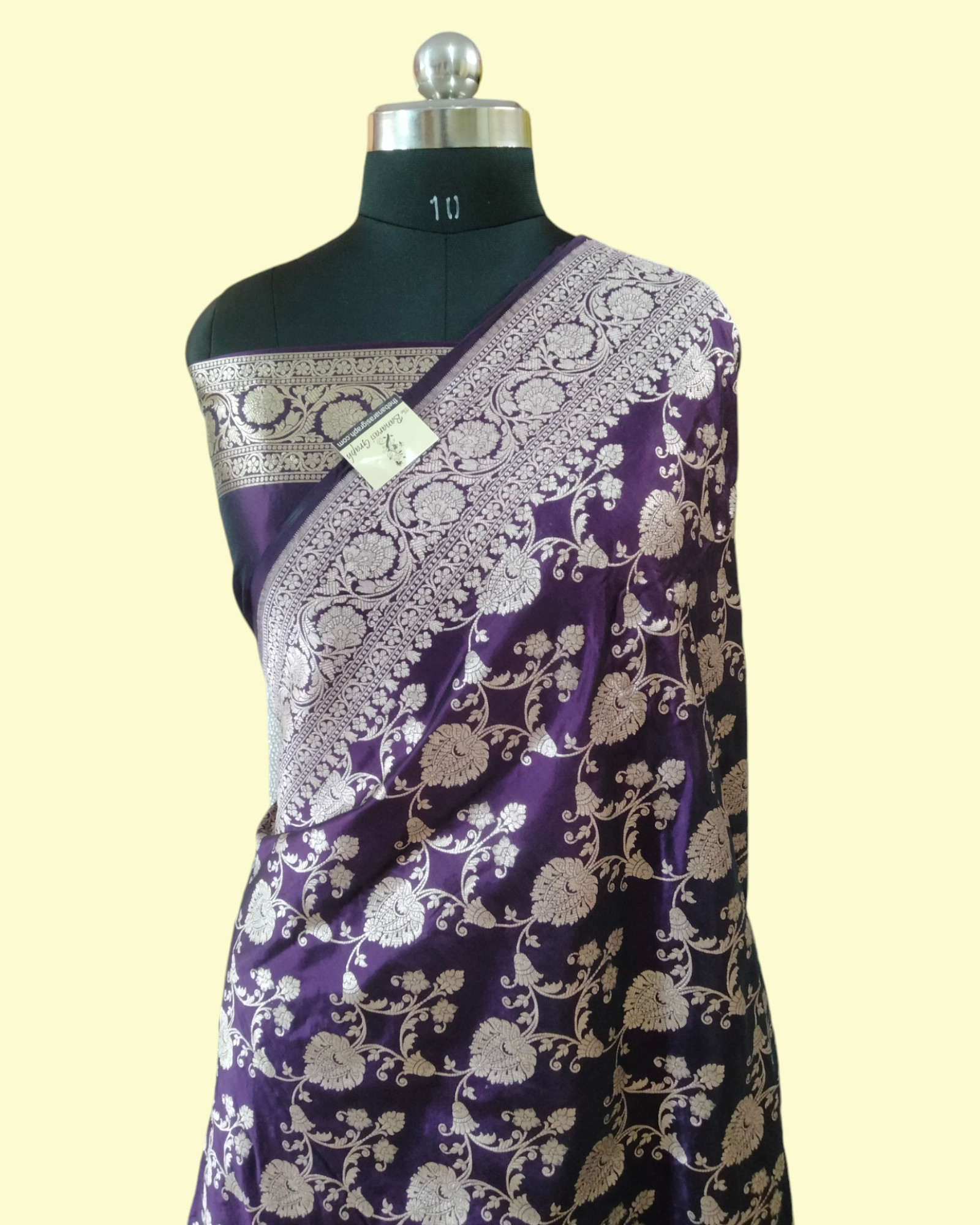 Dark Violet Pure Katan Handloom Silk - All over Jaal Work Banarasi Saree