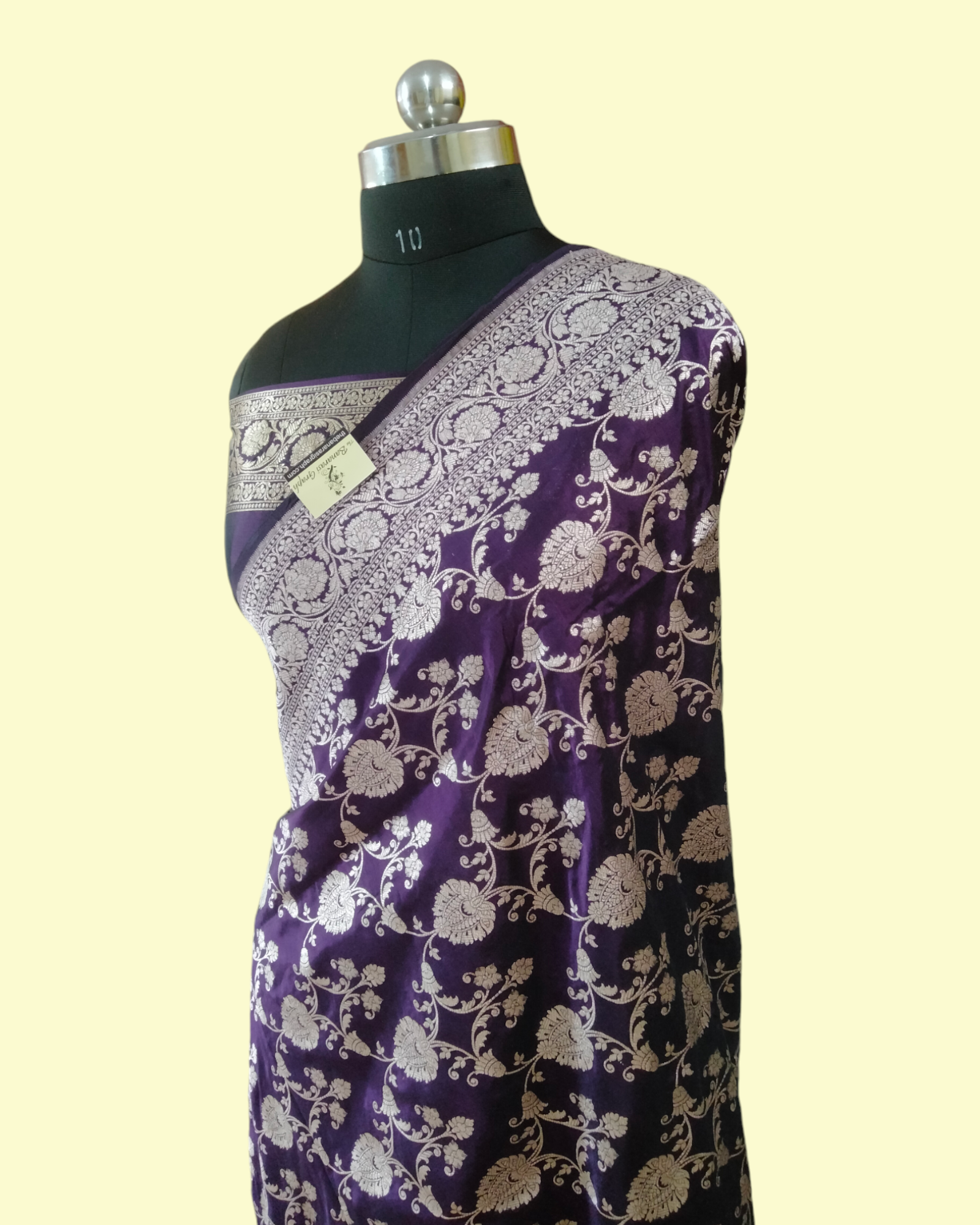 Dark Violet Pure Katan Handloom Silk - All over Jaal Work Banarasi Saree