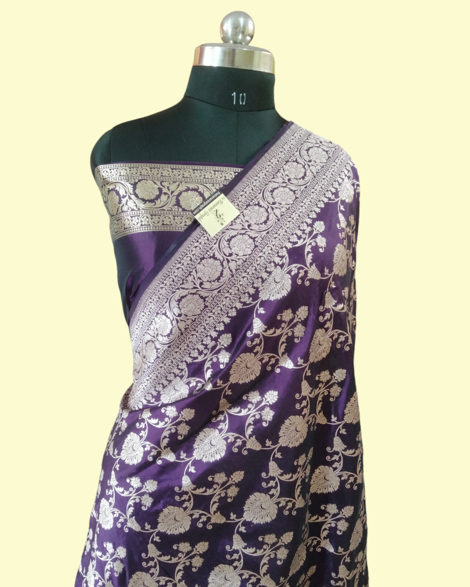 Dark Violet Pure Katan Handloom Silk - All over Jaal Work Banarasi Saree
