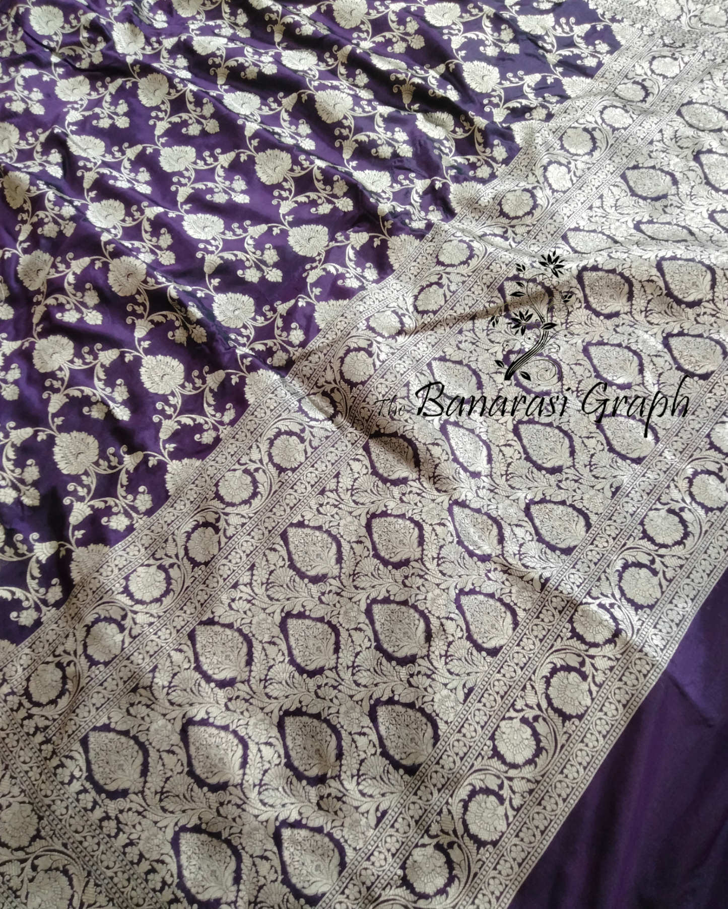 Dark Violet Pure Katan Handloom Silk Uppada - All over Jaal Work Banarasi Saree