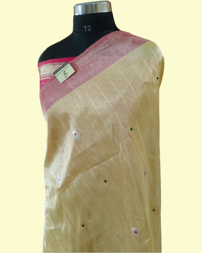 Pure Tissue Handloom Sona Roopa Kadhua Work With Alfi Meenakari - Katan Border Banarasi Saree