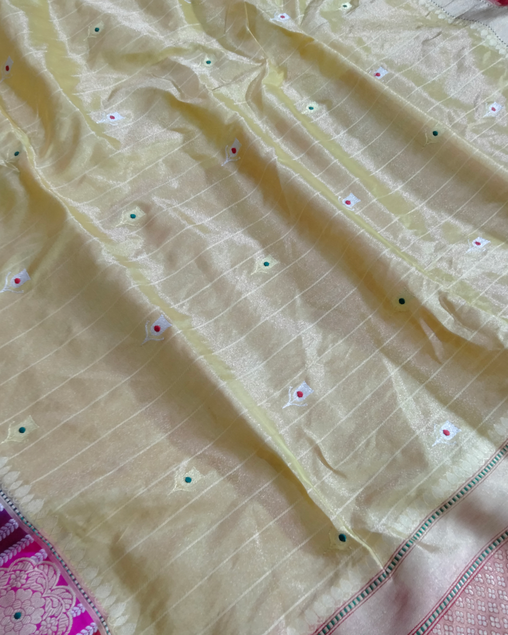 Pure Tissue Handloom Silk  Kadhua Motifs Sona Roopa With Meenakari - Katan Border Banarasi Saree
