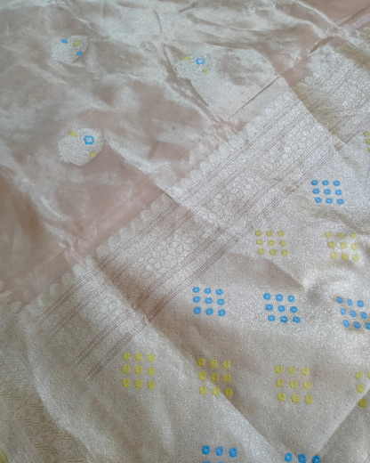 Pure Tissue kadhua Work - Handloom Alfi Meenakari Banarasi Saree