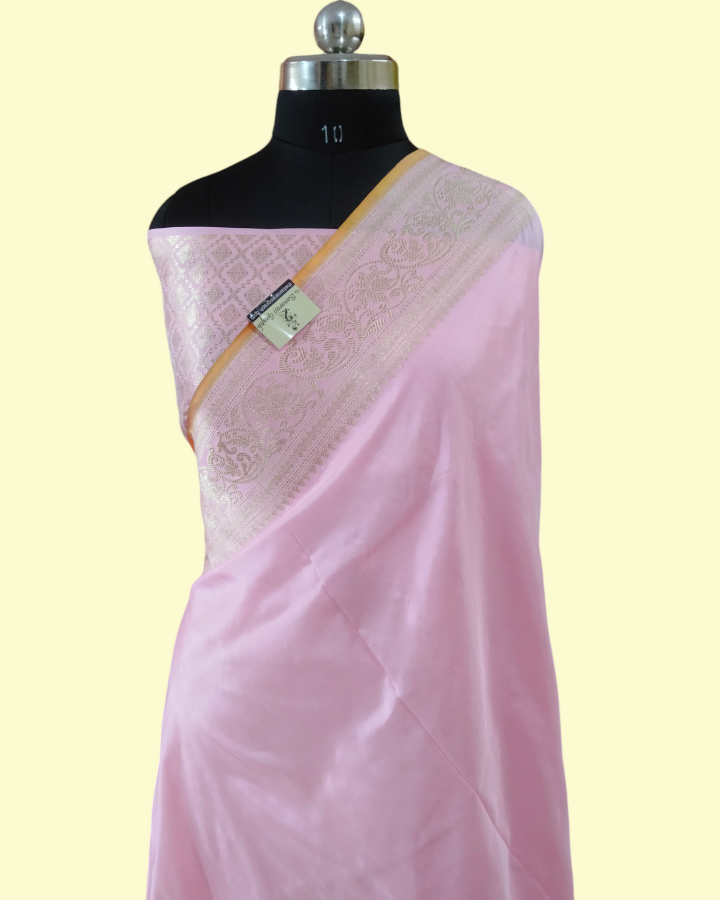 Baby Pink Pure Katan Handloom Silk Kadhua - Banarasi Saree