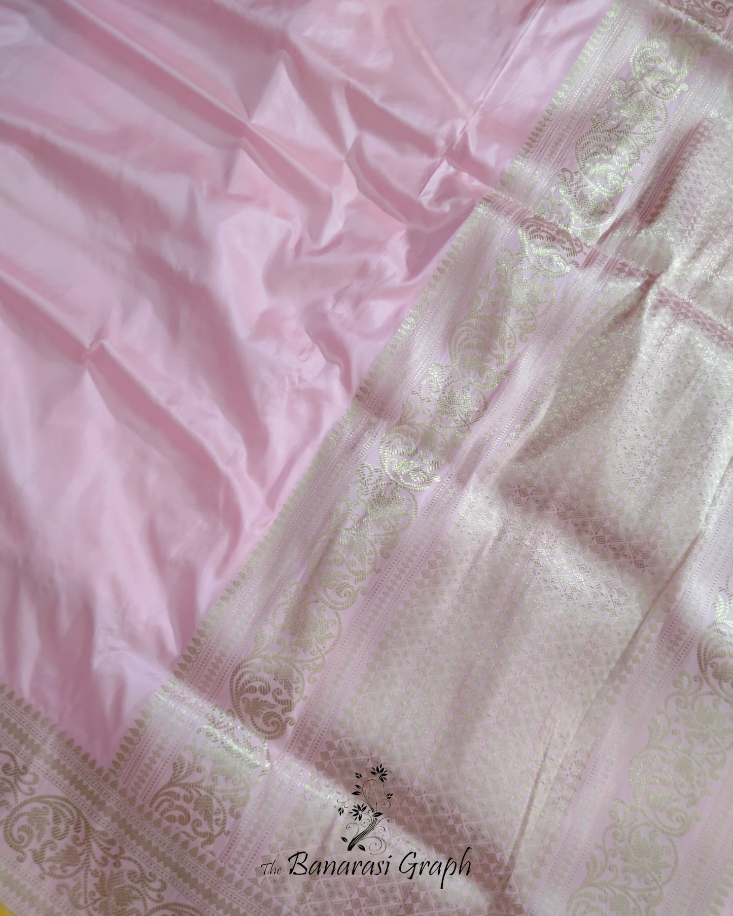 Baby Pink Pure Katan Handloom Silk Kadhua - Banarasi Saree