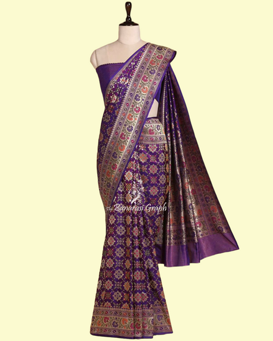 Baigni Pure Katan Handloom Garchola Silk - Banarasi Saree