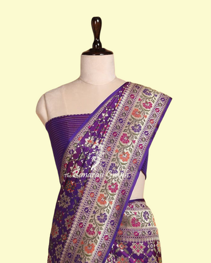 Baigni Pure Katan Handloom Garchola Silk - Banarasi Saree