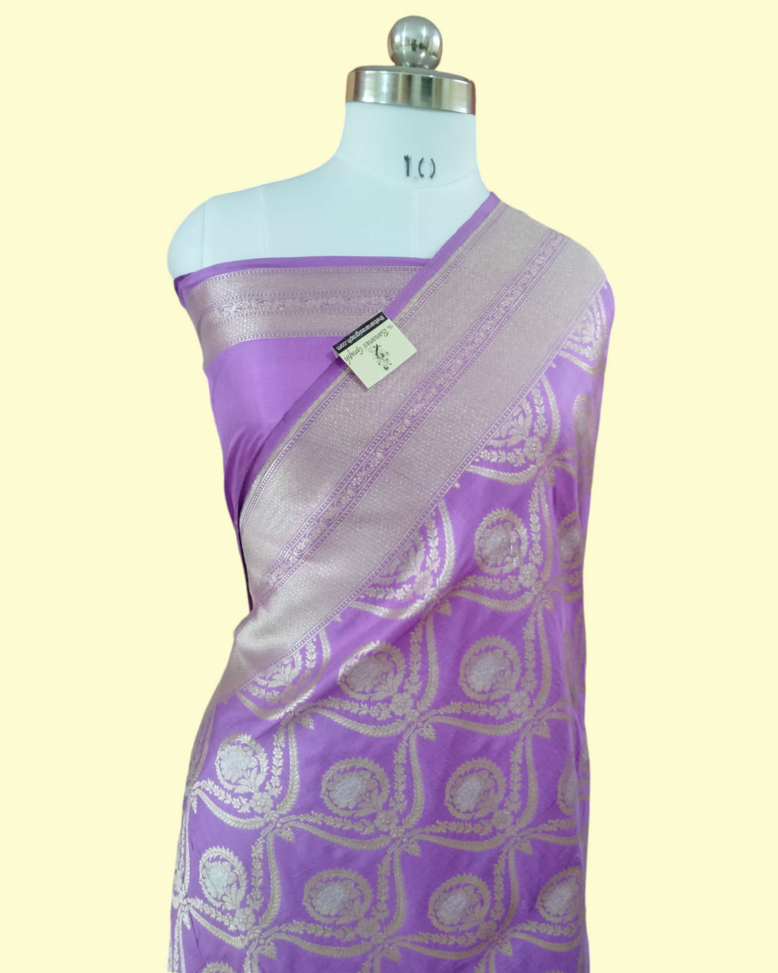 Lavender Pure Katan Handloom Silk - Sona Rupa Jaal Work Banarasi Saree