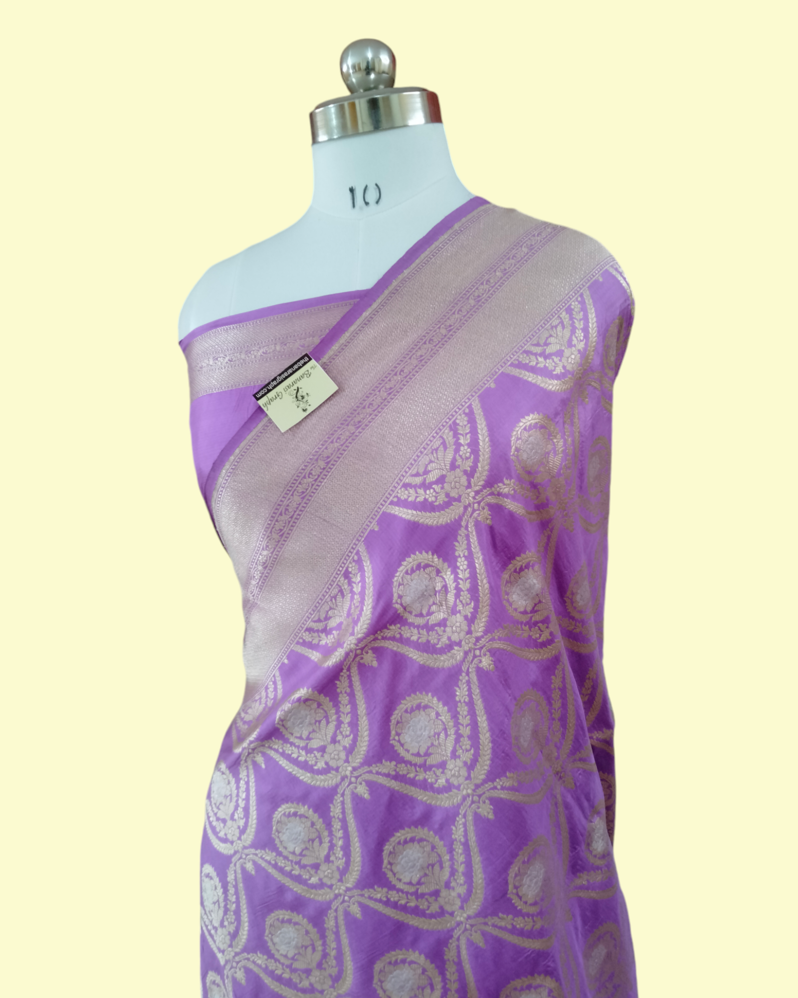 Lavender Pure Katan Handloom Silk - Sona Rupa Jaal Work Banarasi Saree