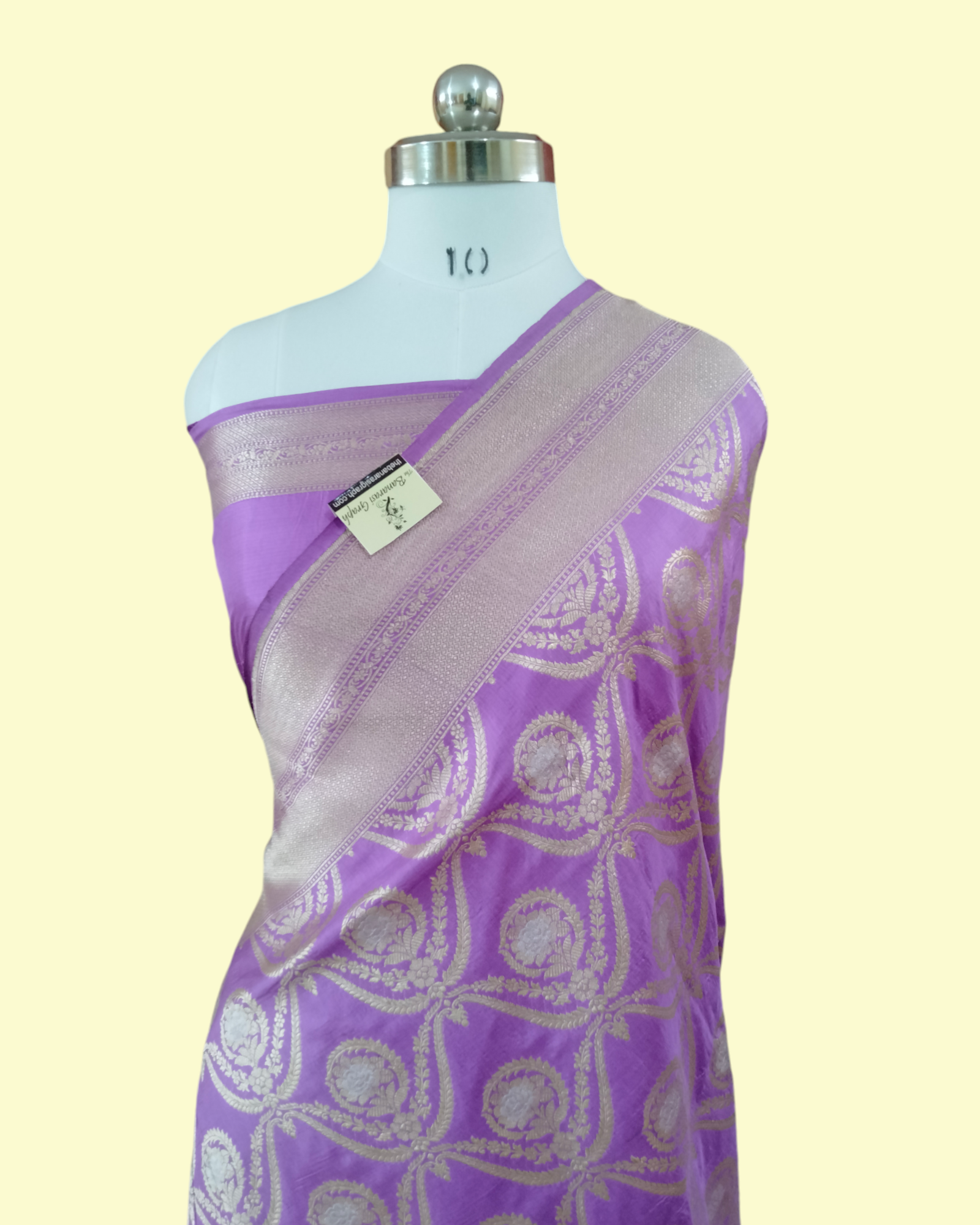 Lavender Pure Katan Handloom Silk - Sona Rupa Jaal Work Banarasi Saree