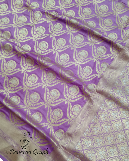 Purple Pure Katan Handloom Silk - Sona Roopa Jaal Work Banarasi Saree