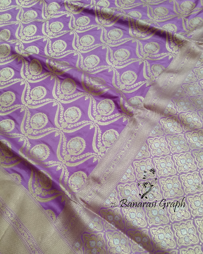 Purple Pure Katan Handloom Silk - Sona Roopa Jaal Work Banarasi Saree