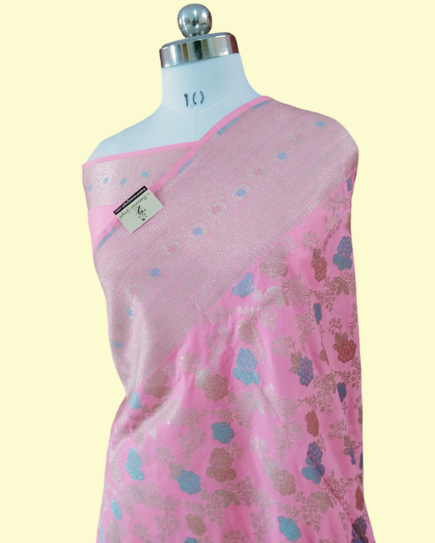 Baby Pink Pure Katan Handloom Silk - All Over Jaal Work Tilfi Meenakari Banarasi Saree