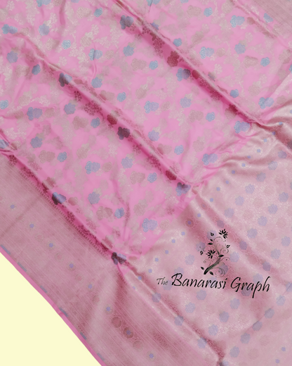 Baby Pink Pure Katan Handloom Silk - All Over Jaal Work Tilfi Meenakari Banarasi Saree