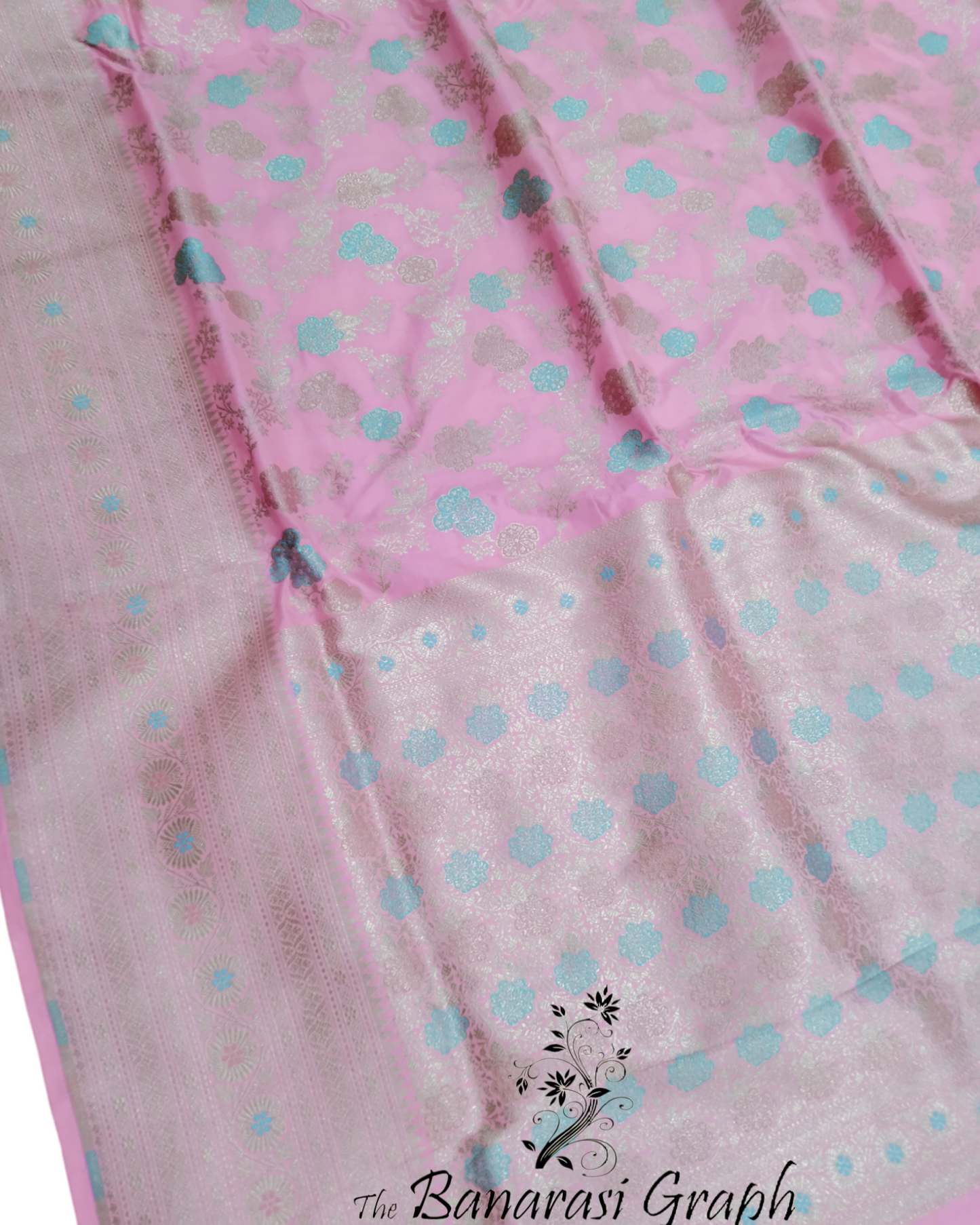 Baby Pink Pure Katan Handloom Silk - All Over Jaal Work Tilfi Meenakari Banarasi Saree