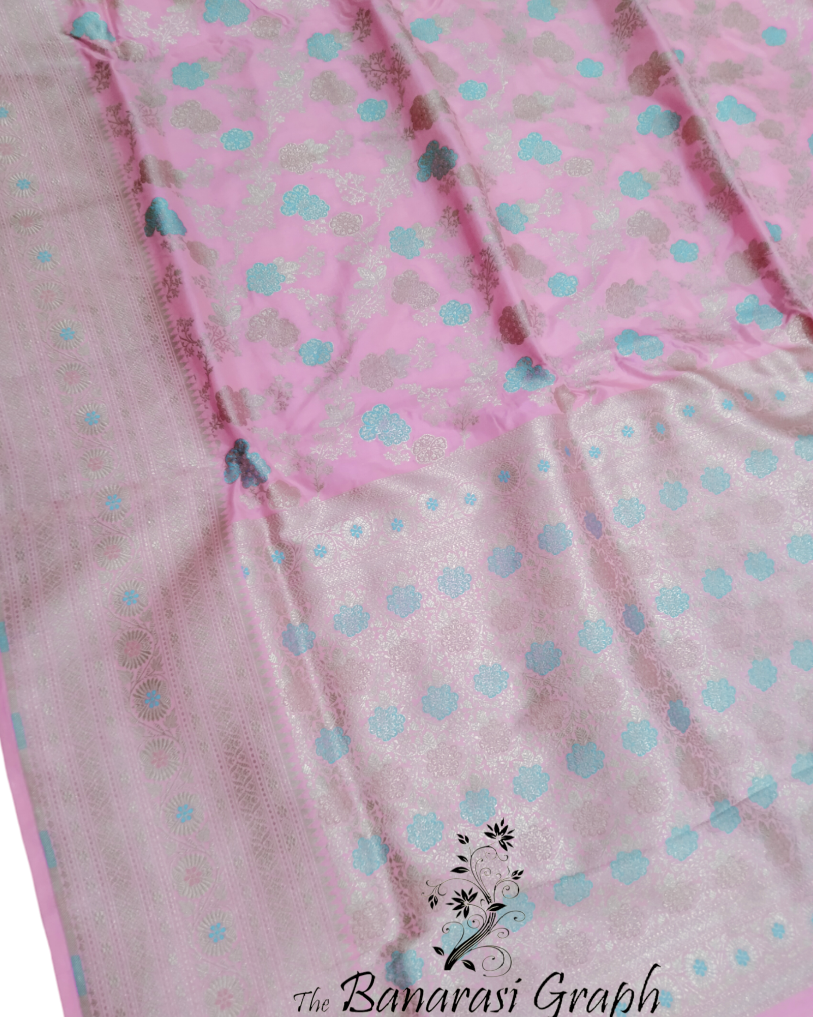 Baby Pink Pure Katan Handloom Silk - All Over Jaal Work with Tilfi Meenakari Banarasi Saree